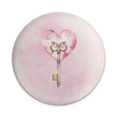 Heart Key Pinback, Watercolor Heart Pin, Vintage Style Key Pin, Romantic Gift Pin, Love Token Pin, Cute Pinback Badge - Tawshia